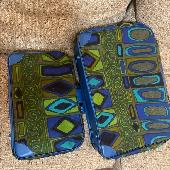 Vintage made In Japan 2 suitcases mod retro 60s 70s - Picture 5 of 8